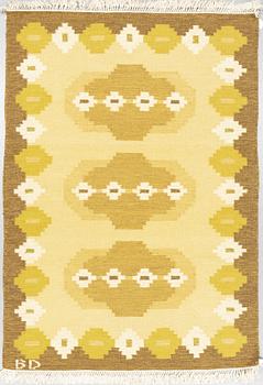 a carpet, flat weave, ca 233,5 x 164-165,5 cm, signed BD.