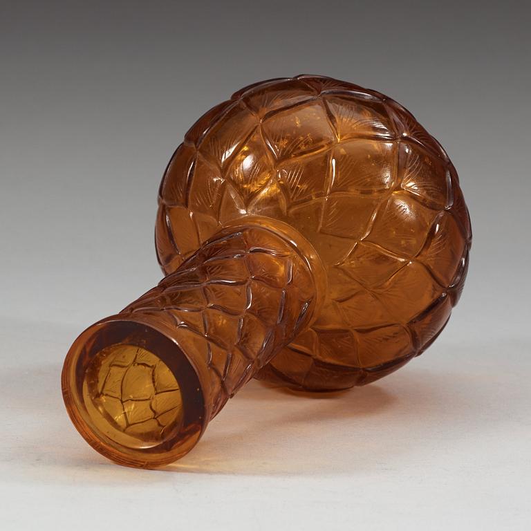 A Chinese amber coloured peking glass vase, 20th Century, with a Tongzhi mark.