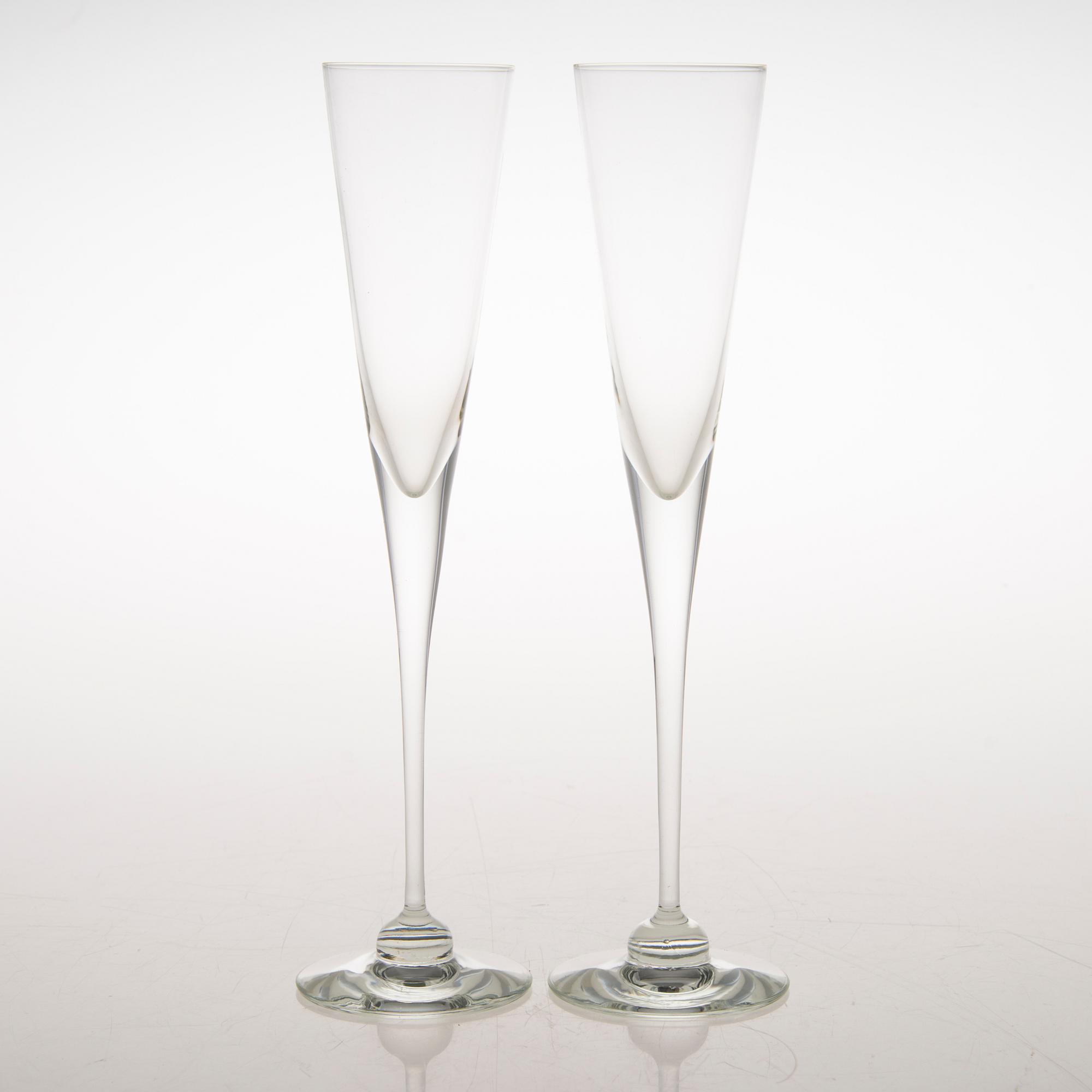 HEIKKI ORVOLA, champagneglas, 6 st, "Aurora", Arabia Finland. 1900-talets slut. Modellen formgiven 1972.