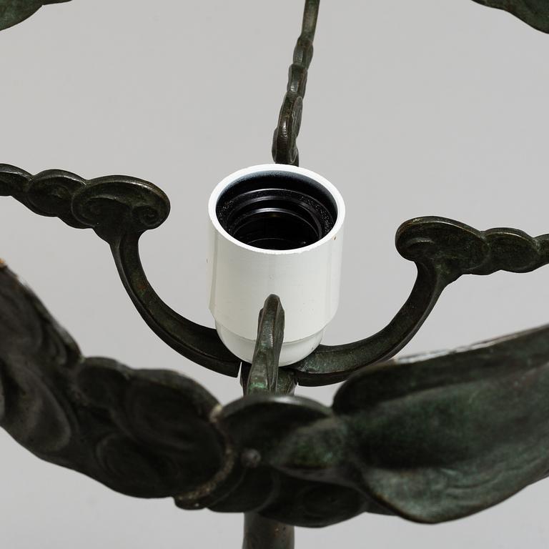 An early 20th century bronze table light by Herman Bergmans konstgjuteri Stockholm, Jugend.