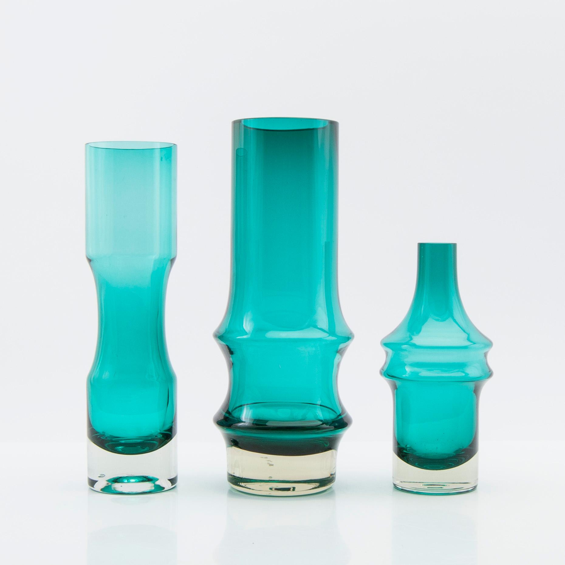 Tamara Aladin, vaser, 3 st, glas, Riihimäen Lasi, 1960/70-tal.