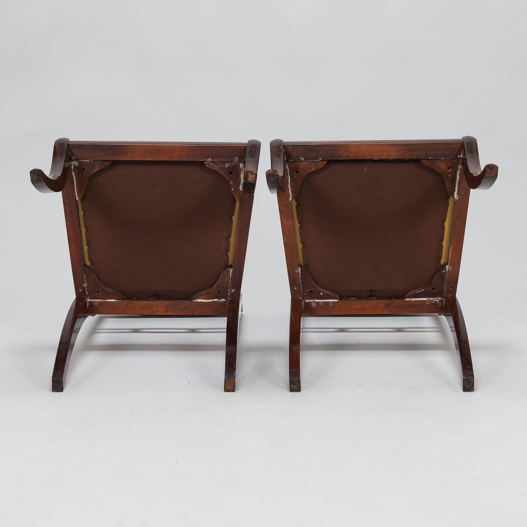 Matbord, regency-stil och stolar 10 st, empire-stil, 1900-talets slut.