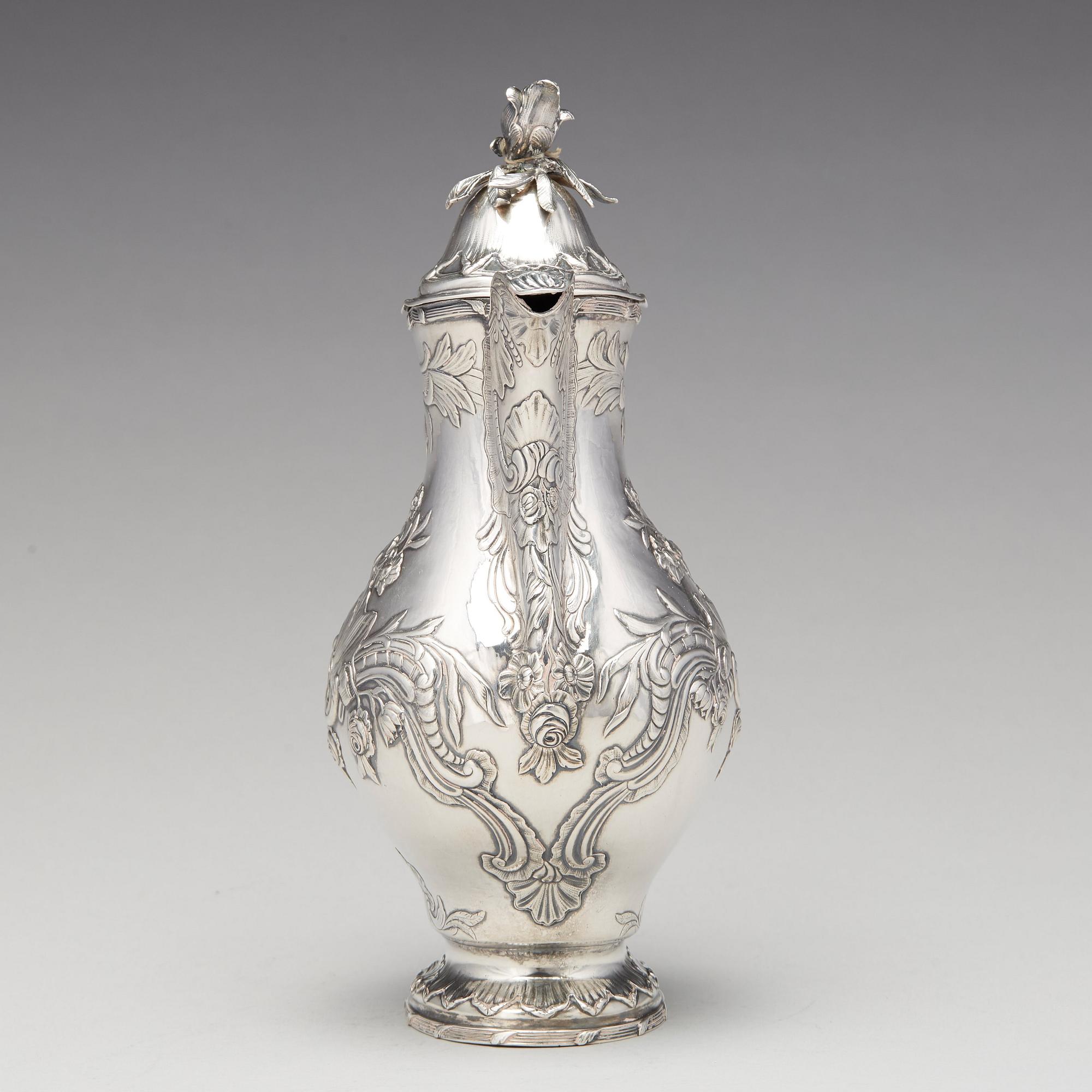 A Swedish Rococo silver coffee-pot, mark of Carl Fahlberg, Uppsala 1773.