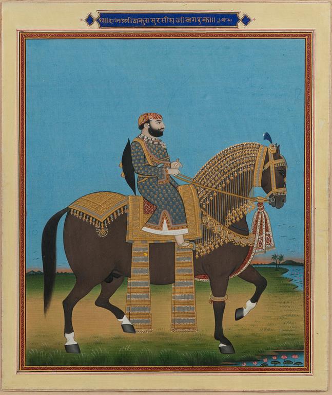 MÅLNING, gouache på papper, bildmått 29,5 x 25 cm. Indien 1900-tal.