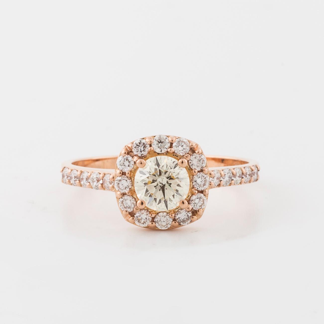 A brilliant cut diamond ring.