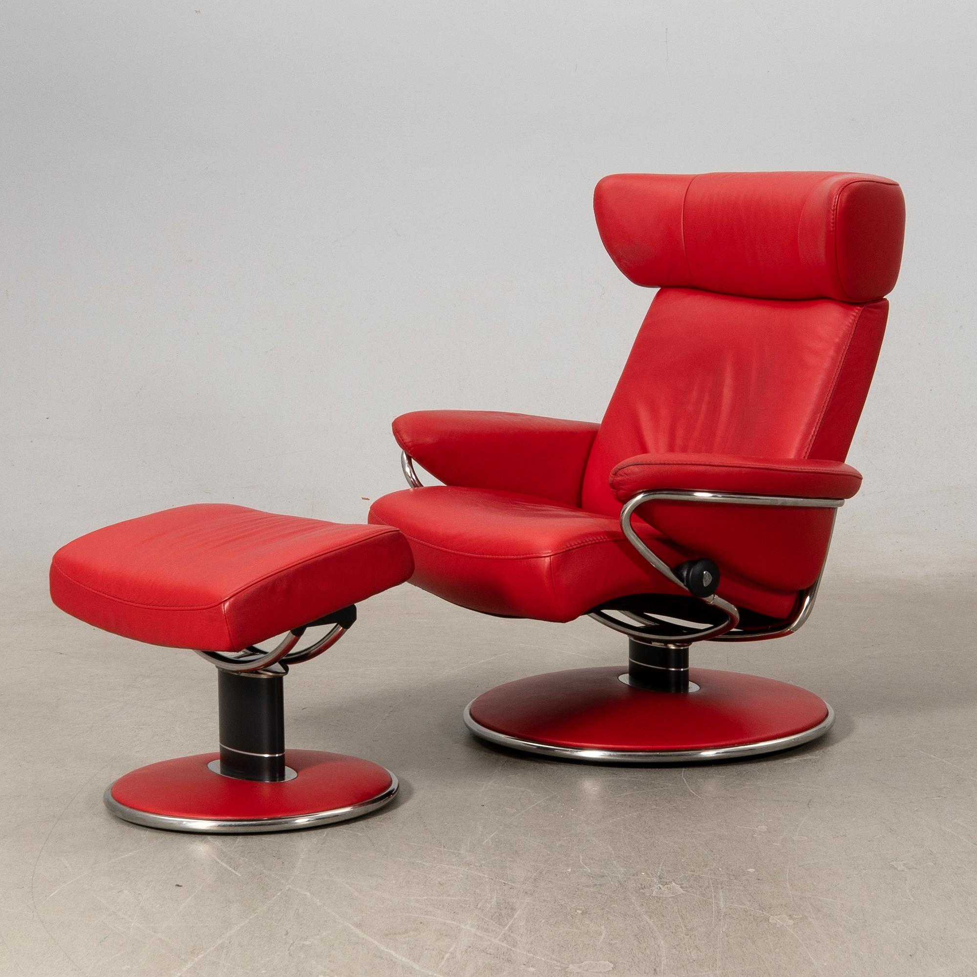 Fåtölj och fotpall "Stressless Jazz", Ekornes 2000-tal.