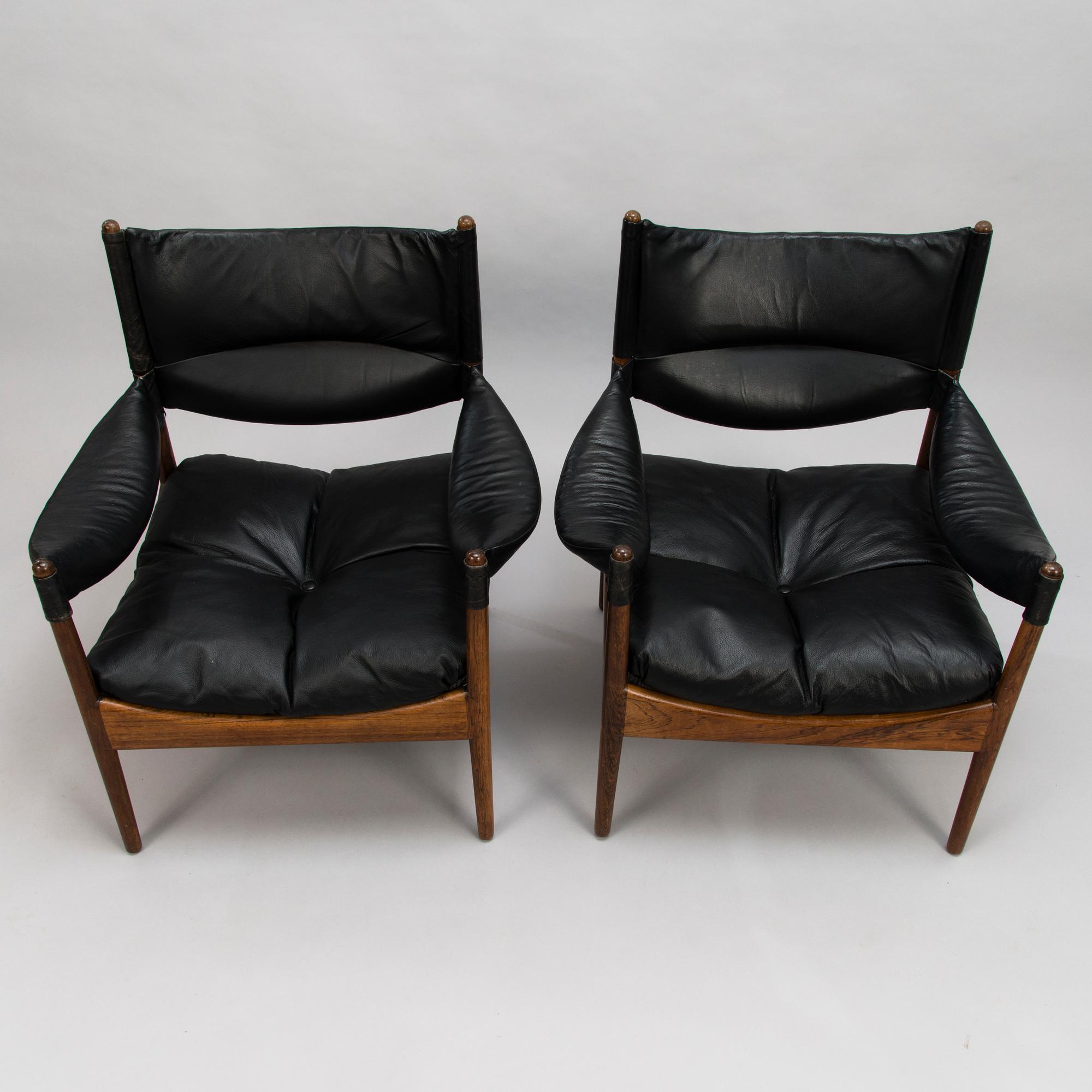 CHRISTIAN VEDEL, a pair of 1960's 'Modus' armchairs and two stools for Sören Willadsen, Denmark.