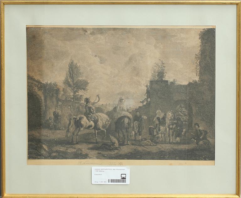KOPPARSTICK, efter Wouwerman 1700/1800-tal.