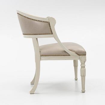 A late Gustavian style armchair, late 20th Century.