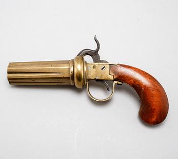 A percussion gun by Anders Gustavsson from Ödesstugu, signed AGS, mid 19th century.