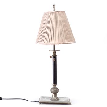 Nils Fougstedt, probably, a pewter table lamp by Svenskt Tenn, Stockholm 1928.