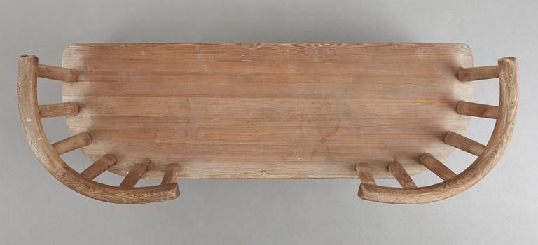 Axel Einar Hjorth, an "Utö" stained pine sofa, Nordiska Kompaniet, Sweden, 1930's.