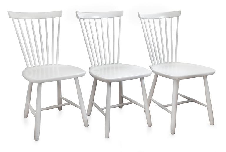 THREE WHITE LACQUERED CHAIRS,