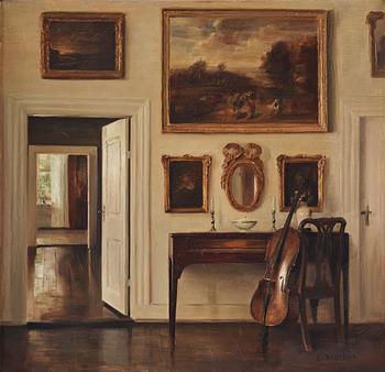 540. Carl Holsoe, Interiör med cello.