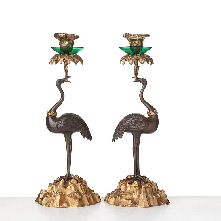 A pair of English candlesticks, mid 19th century.