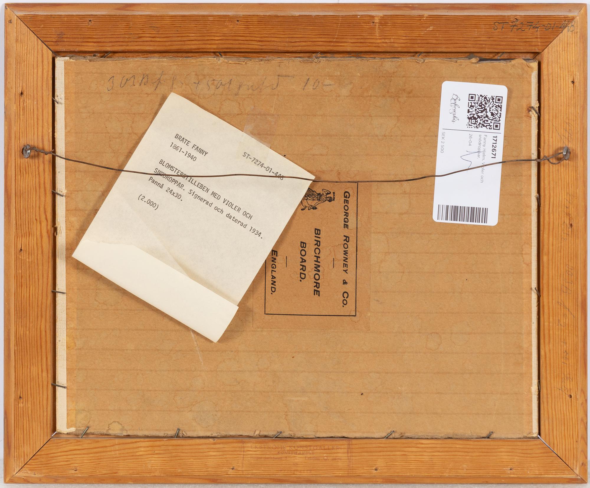 Fanny Hjelm, Violets and snowdrops.