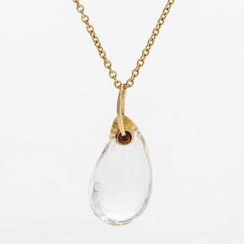 Tiffany & Co, Elsa Peretti, an 18K gold "Teardrop" necklace with a rock crystal pendant.