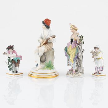 A group of four porcelain figurines, late 19th - 20th Century.