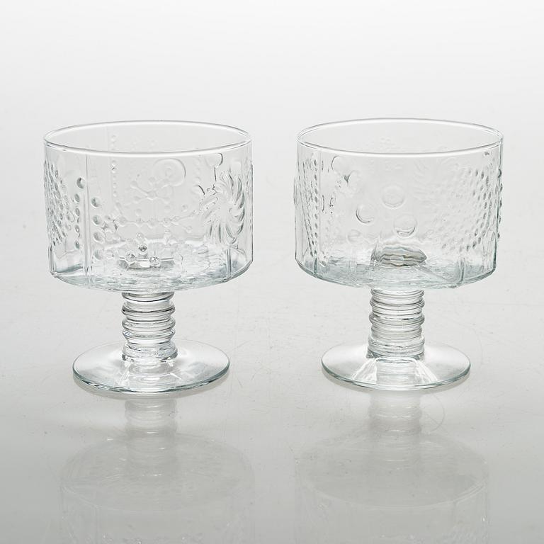 Oiva Toikka, boolimalja ja 9 lasia, "Flora", Nuutajärvi, 1966-1991.