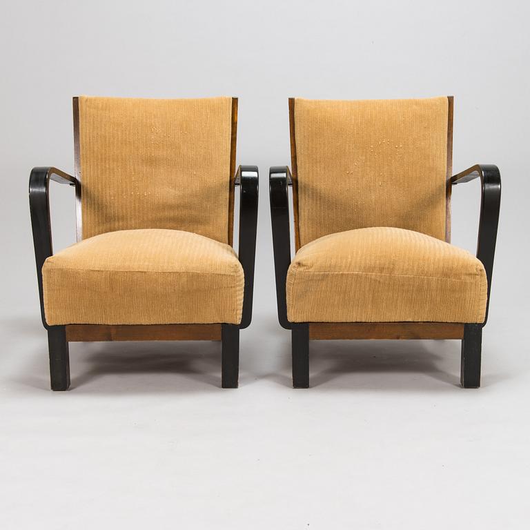 A pair of 1930s 'Panu' armchairs model 234, Asko Finland.