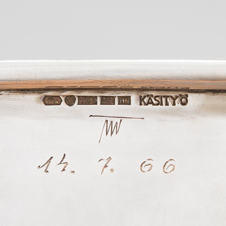 Tapio Wirkkala, a silver and teak bread basket model TW 185, Kultakeskus, Hämeenlinna 1961.