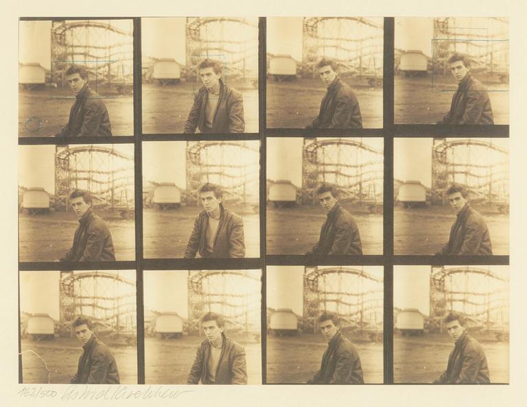 Astrid Kirchherr, George Harrison at the Heiligengeistfeld fairground, Hamburg, 1960.