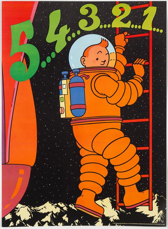 Four of Tintin posters from Inspiration AB, Stockholm, 1970.