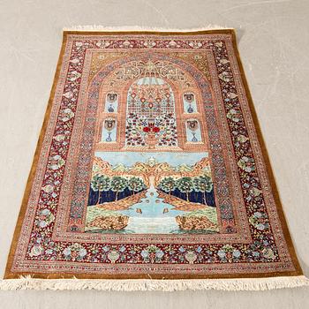 Ghom rug old/semi-antique silk approx. 148x101 cm.