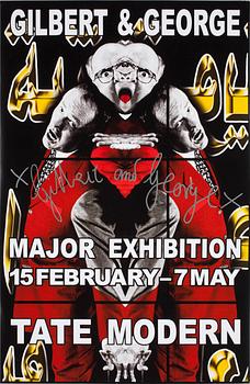 Gilbert & George · GILBERT & GEORGE, signerad utställningsaffisch.