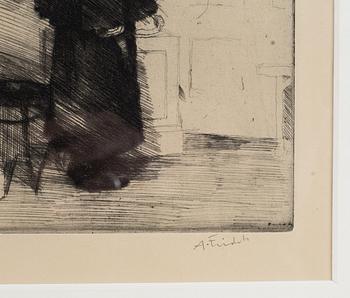 Axel Fridell, etsning, 1917, signerad med blyerts.