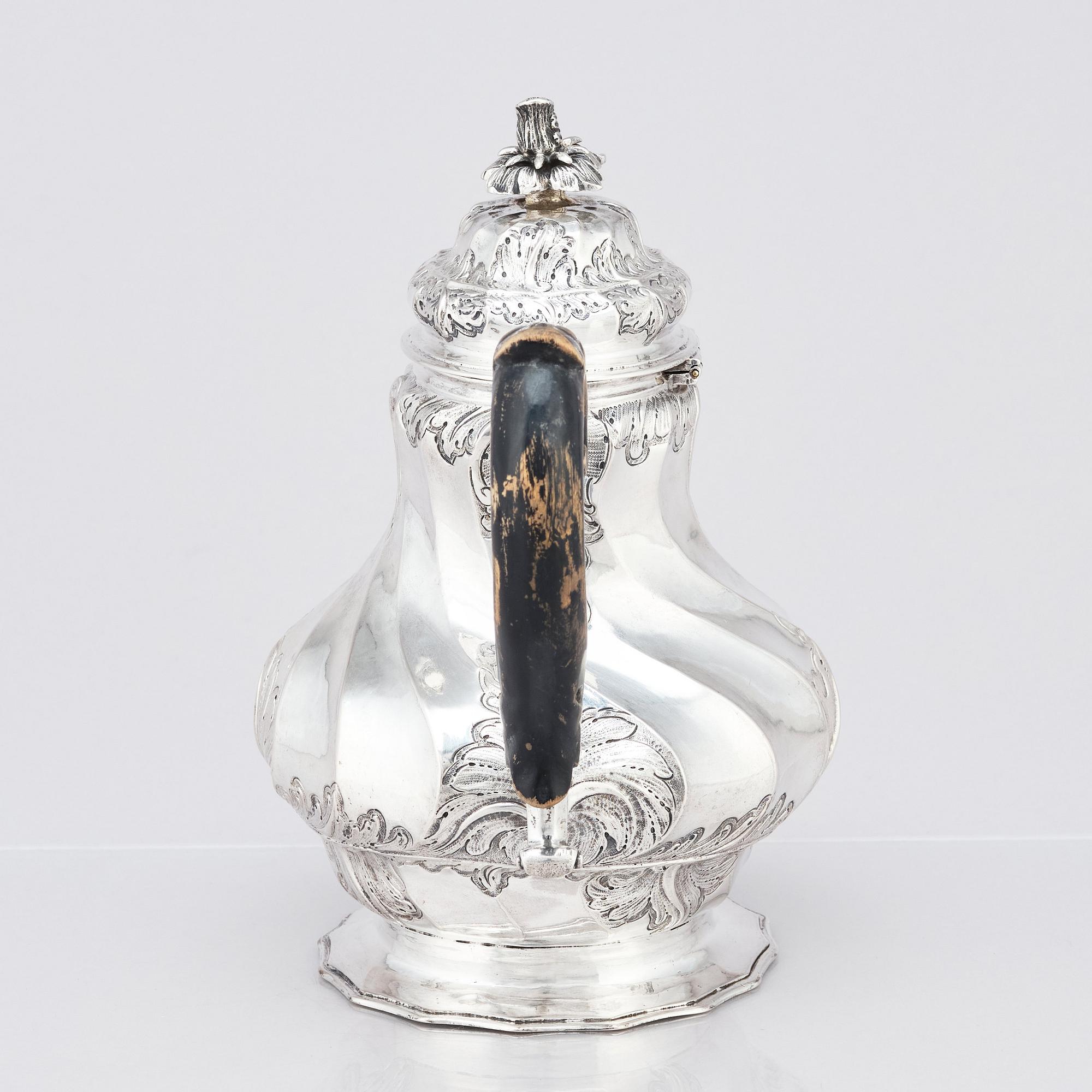 A Swedish 18th century silver coffee-pot, mark of Johan Grönwall, Vänersborg (1753-1784).