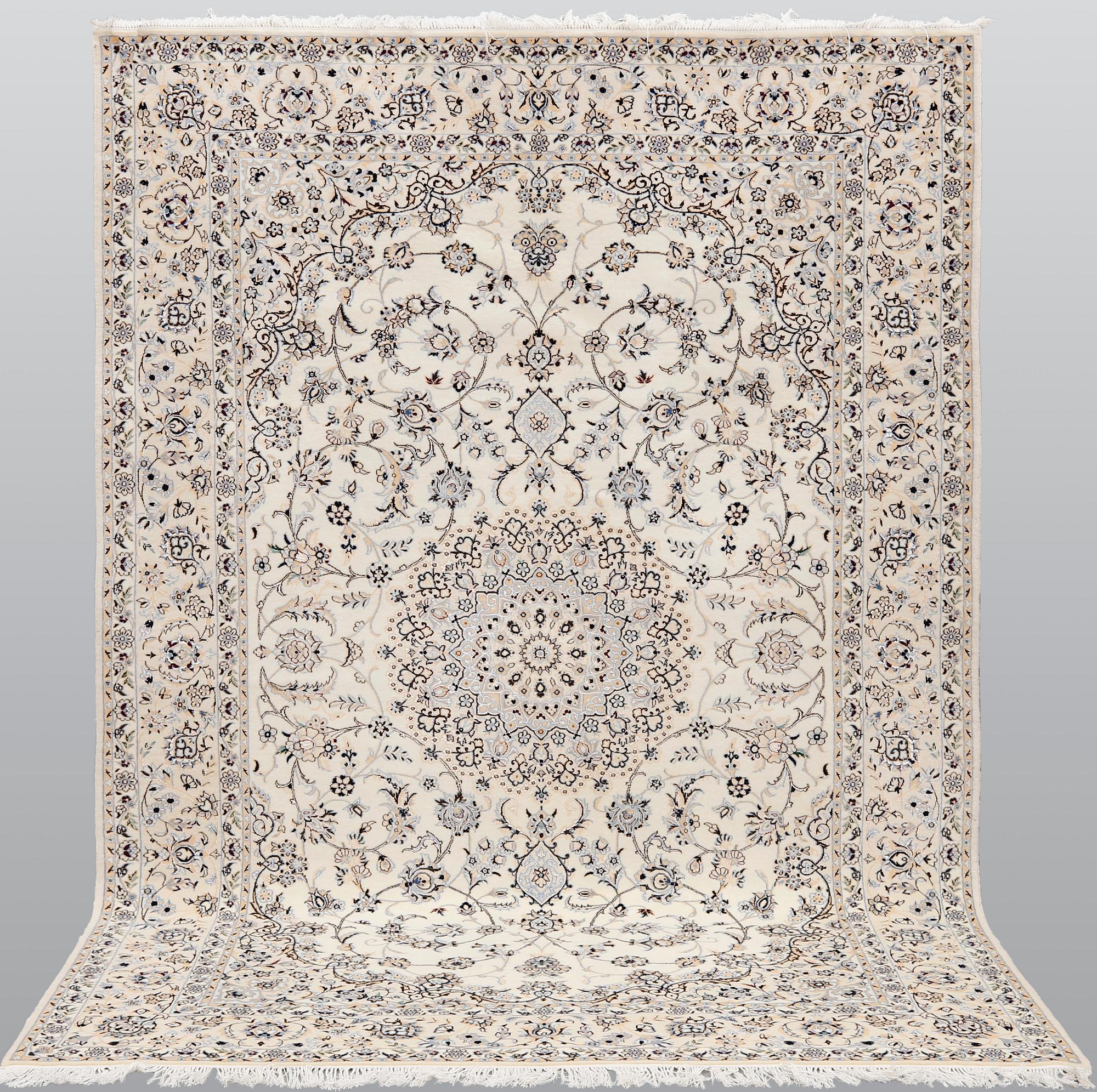 A part silk Nain carpet, so called 6 LAA, ca 252 x 175 cm.