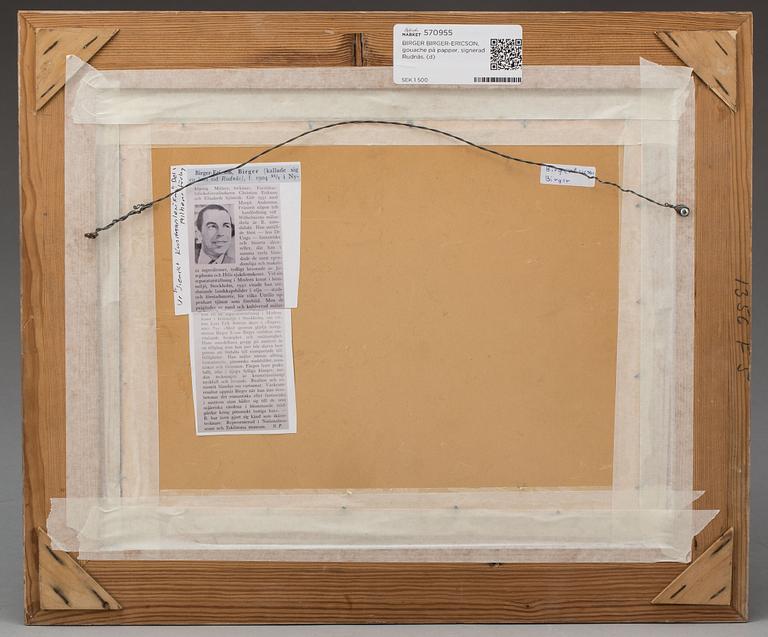 STEN-BIRGER RUDNÄS, gouache på papper, signerad Rudnäs.