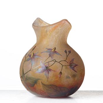 DAUM, an Art Nouveau enamel painted vase, Nancy, France ca 1900.