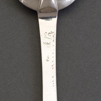 A Swedish 18th century silver rat-tale spoon, mark of Ferdinand Sehl, Stockholm th 1735.