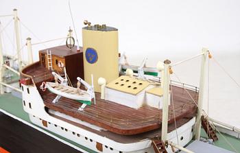 BÅTMODELL, "m/s Bali", modellen byggd av Å. Carlberg.
