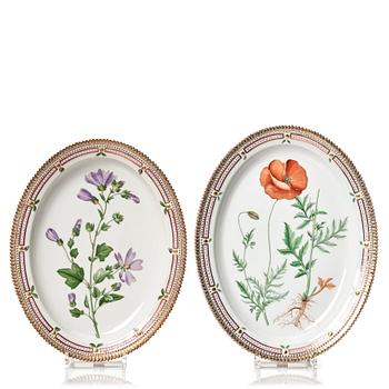 316. Two Royal Copenhagen 'Flora Danica' dishes, Denmark, 20th Century.