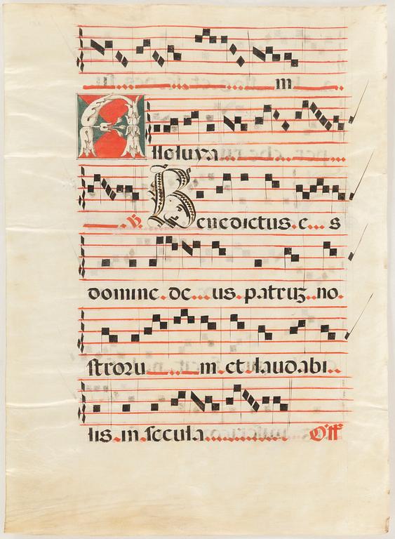Medieval manuscript leaves.