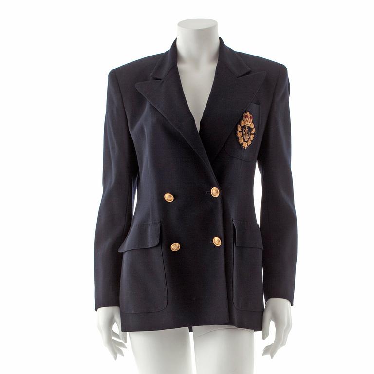 RALPH LAUREN, a navy blue wool suit jacket. Size 4.