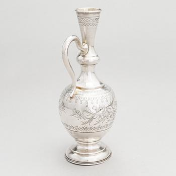 A silver carafe, maker's mark of Vasili Ivanovich Ivanov, assay master Lev Fedorovich Oleks, Moscow, 1894.