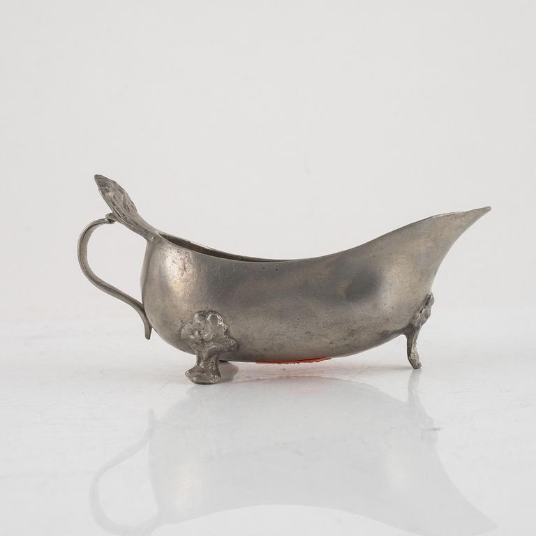 A pewter cream-jug, mark of Martin Moberg, Jönköping 1796.