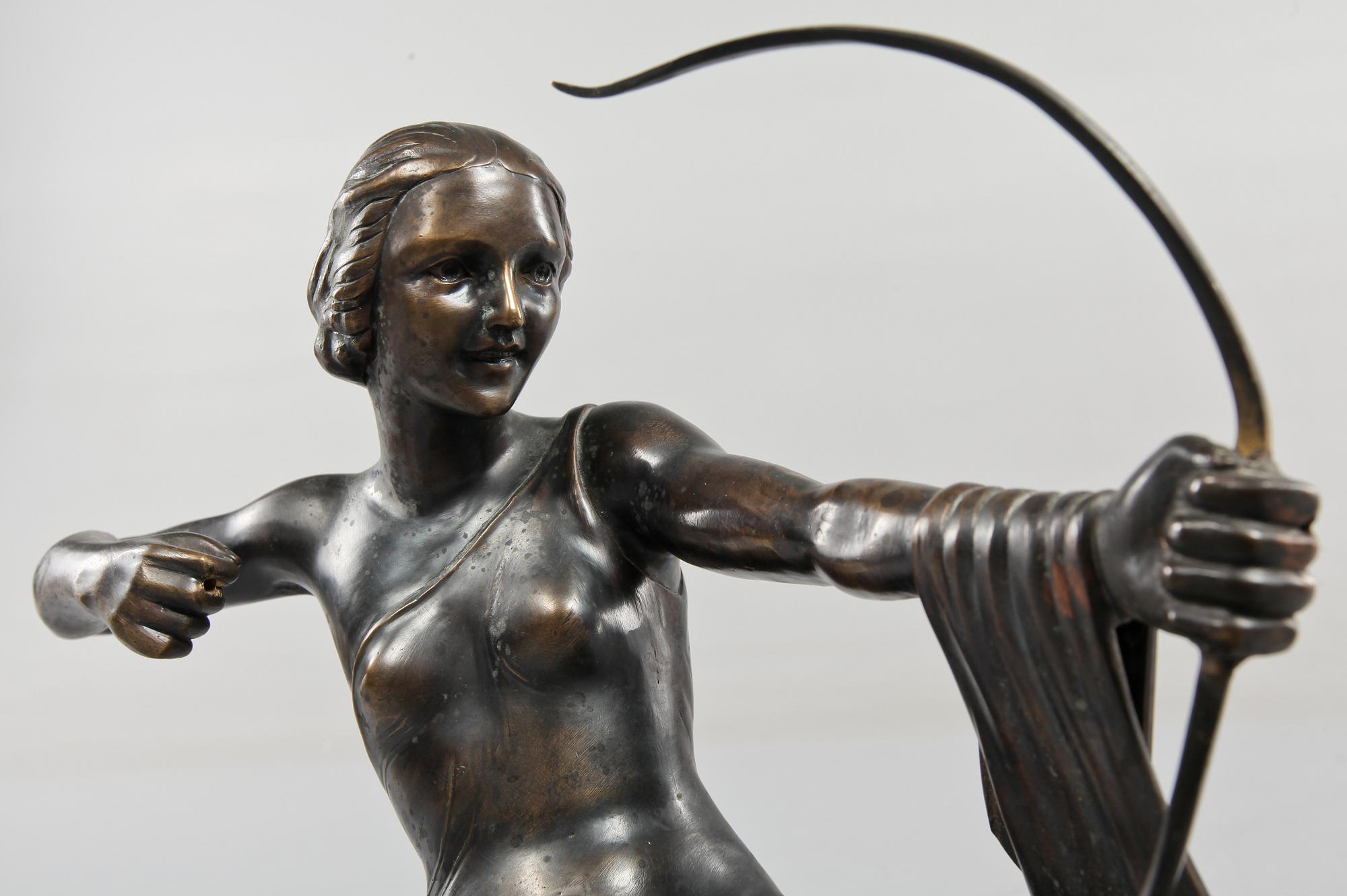 FIGURIN, patinerad brons, art déco, 1900-talets första hälft.