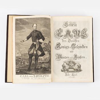 Attractive copy of Nordberg’s biography of King Karl XII, provenance: Tersmeden.