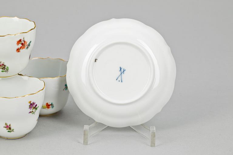 MOCCAKOPPAR med FAT, 5 delar, Meissen, 1900-talets första hälft.