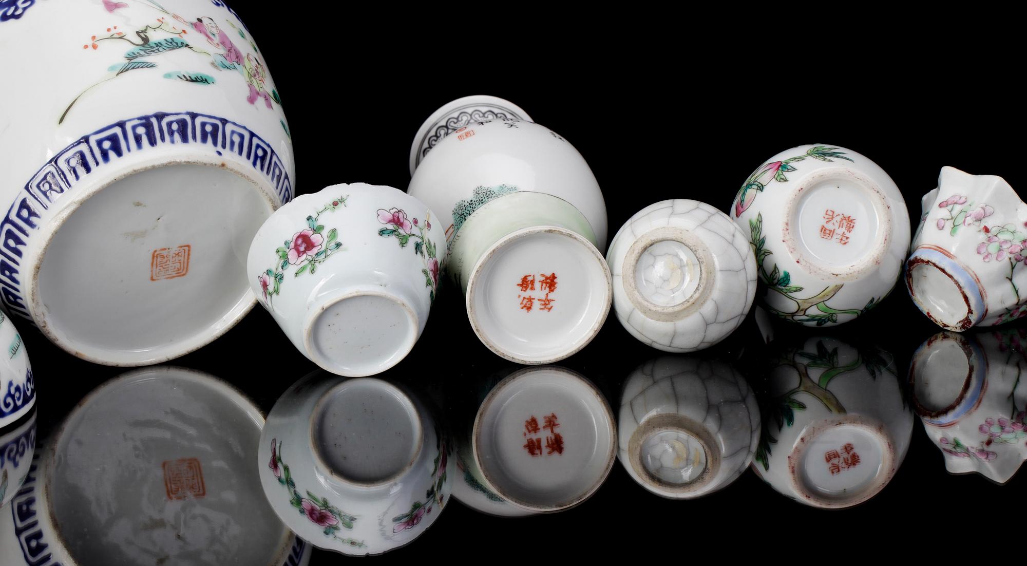 PARTI PORSLIN, 6 delar, Kina, 1800/1900-tal.