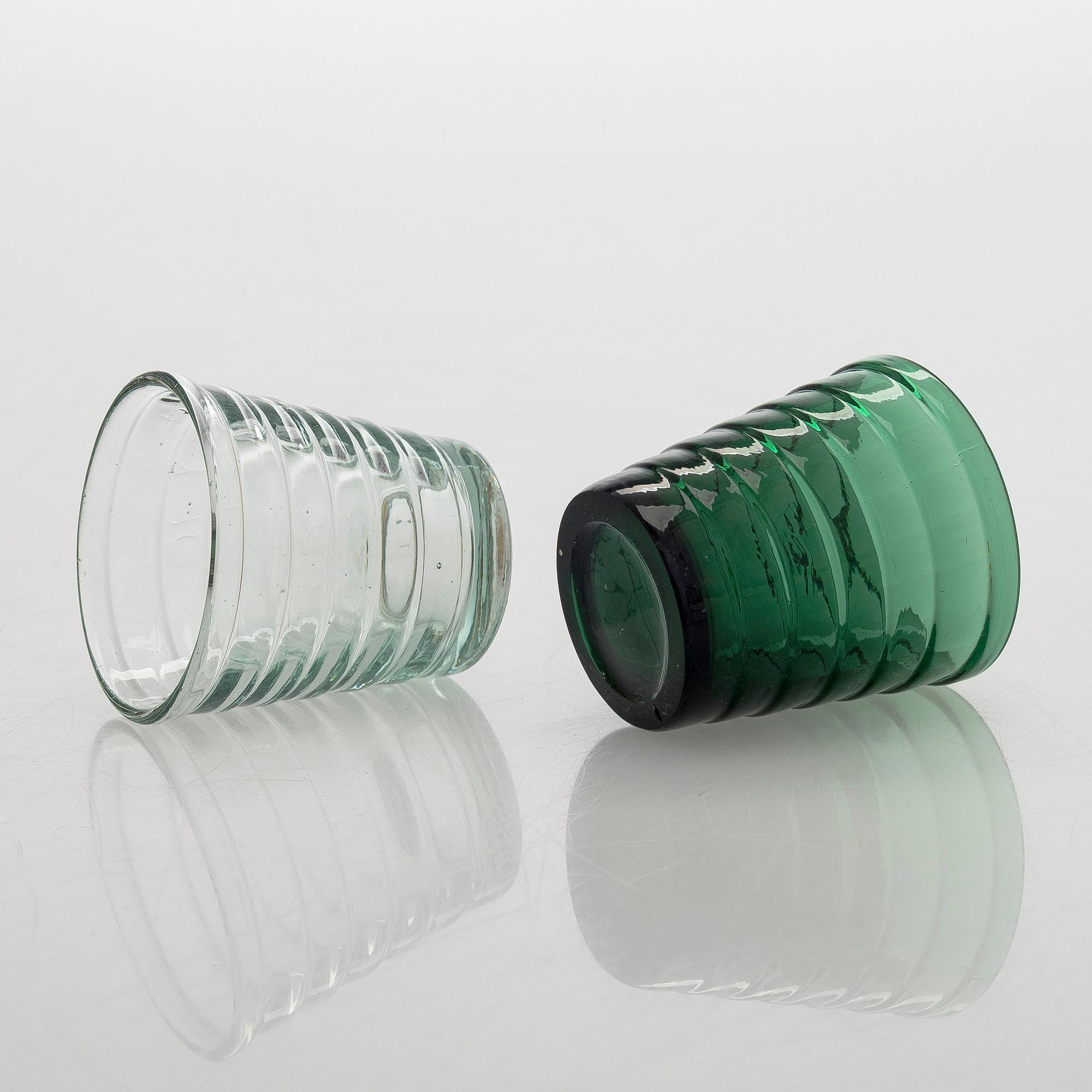 Aino Aalto, a set of ten 1930's '4056 Böljeblick' liquor glasses for Karhula Glassworks.