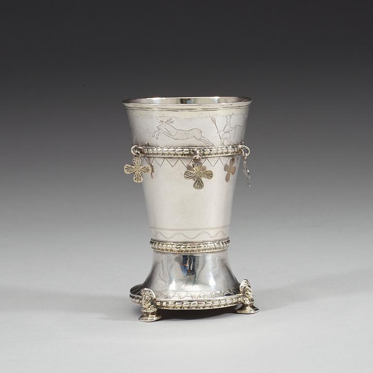 SKRAMMELBÄGARE, sannolikt av Ferdinand Sehl d.y., Stockholm 1727.