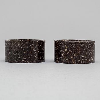 A pair of Swedish 19th century porphyry salts.