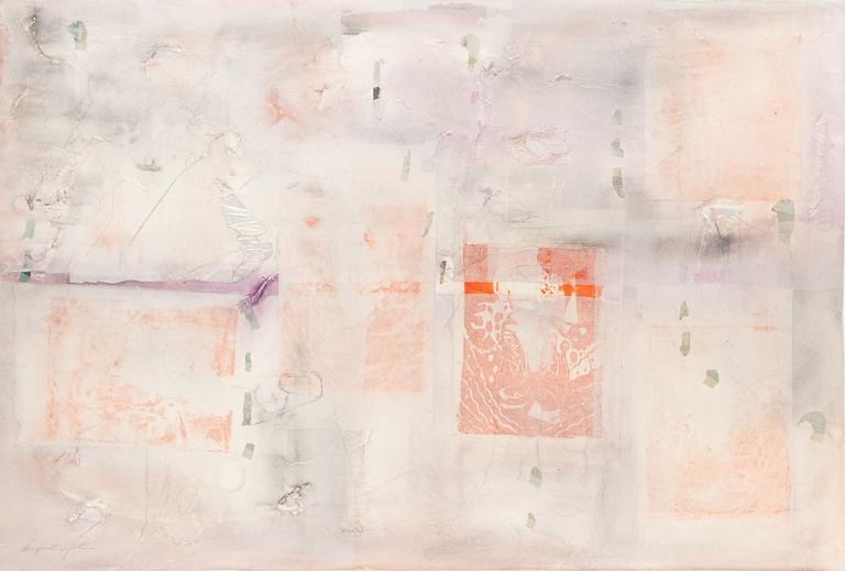 Margareta Sjödin, akvarell & collage, signerat.