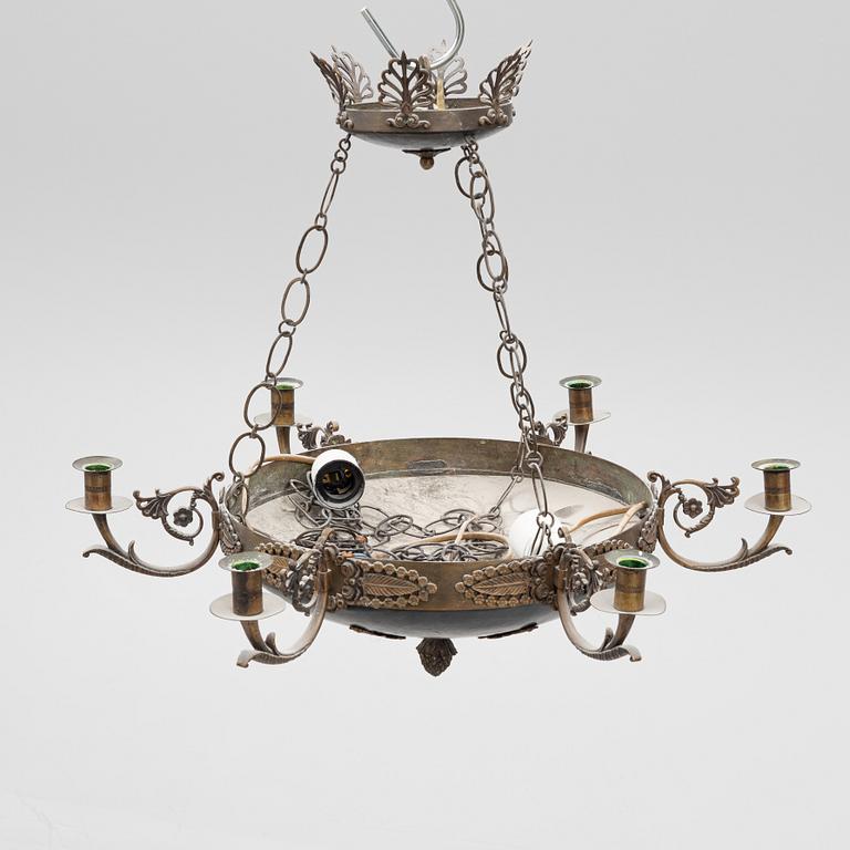 An Empire style ceiling lamp, late 19th century.